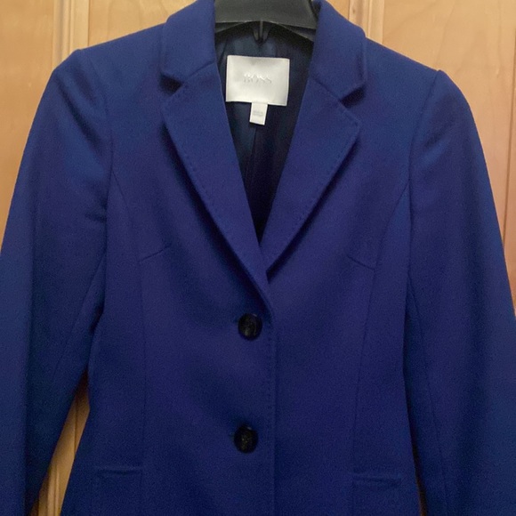 Hugo Boss Women’s Size 0 Cashmere and Wool Slim Fit Blue Car Coat - Picture 4 of 6
